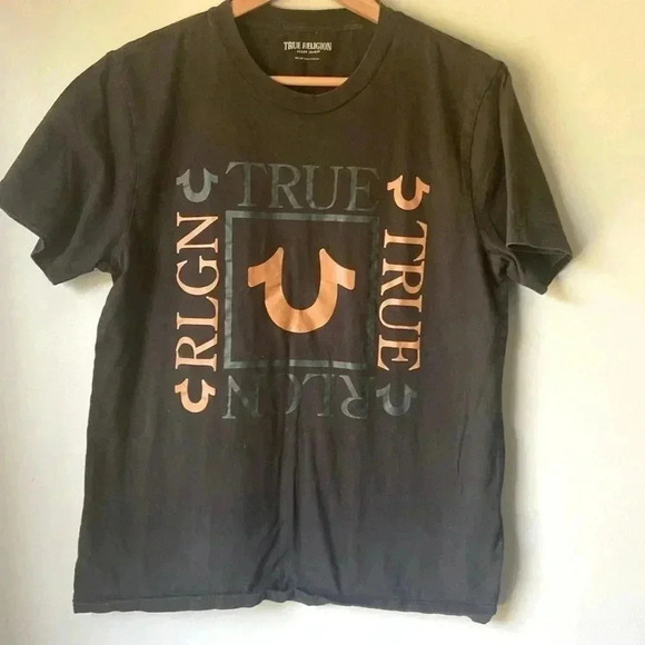 True religion black square logo t-shirt men’s size M - Picture 1 of 5